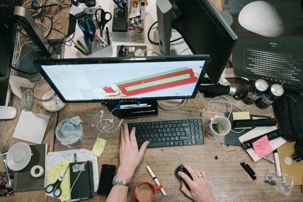 Cluttered Office Desk