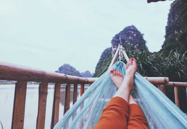Relaxing in a hammock