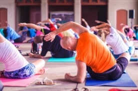 people doing yoga.